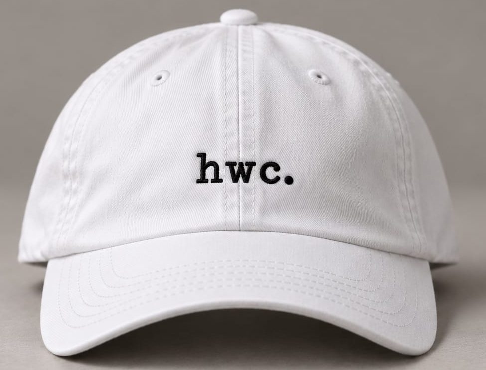 White cap with hwc. embroidery